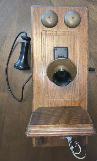 Vintage Wooden Telephone Wall Mount Crank Modified Estate Find