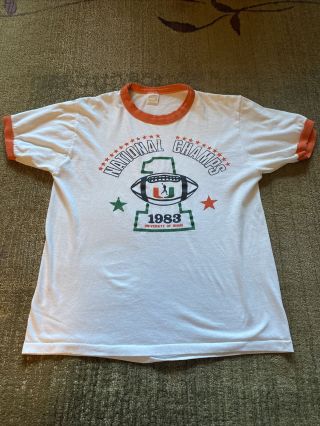 Vintage 1983 Miami Hurricanes National Champs Medium Shirt M