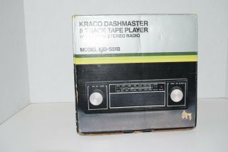 Kraco Dashmaster 8 Track Tape Player With Am/ Fm Stereo Radio Model Kid - 551b