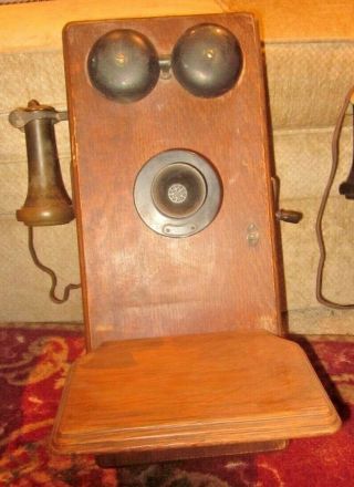Western Electric Model 1317 Magneto Wood Wall Telephone.