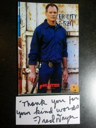 Fred Dryer Authentic Hand Signed Autograph Cut With 4x6 Photo - Hunter