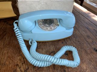 Vintage Princess Blue Rotary Dial Telephone Western Electric 702b,  10 - 71,  Eames
