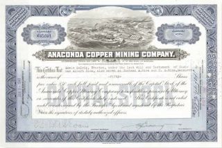 Anaconda Copper Mining - Stock Certificate