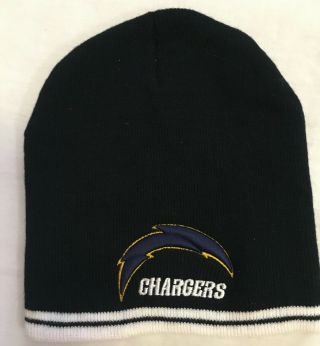 Nfl Los Angeles Chargers Black Beanie Winter Hat Skullcap Great Cond 3590