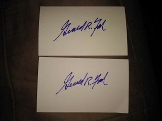 President Gerald R.  Ford Two Signed 3x5 Index Cards