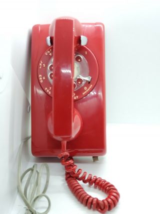 Vintage 1975 Stromberg - Carlson Red Rotary Wall Phone Telephone