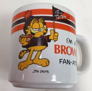 Vintage 1978 Garfield Cleveland Browns Coffee Cup Jim Davis I’m A Browns Fanatic