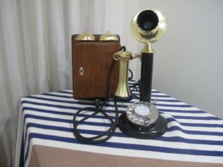 Western Electric Candlestick Telephone With Wooden Bellset C.  1920 