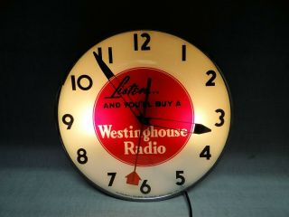Westinghouse Radio Advertising Clock Pam Telechron Bubble Crystal Fiber Board