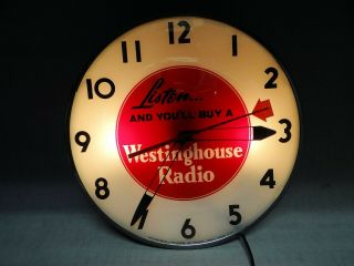 Westinghouse Radio Advertising Clock Pam Telechron Bubble Crystal Fiber Board 2