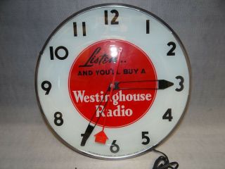 Westinghouse Radio Advertising Clock Pam Telechron Bubble Crystal Fiber Board 3