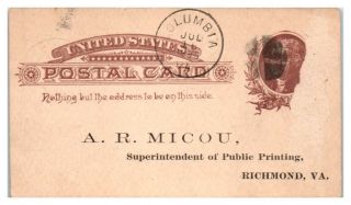 1886 Notice of Receipt,  Autograph of Mayor of Columbia,  VA,  W.  N.  Smith Postcard 2