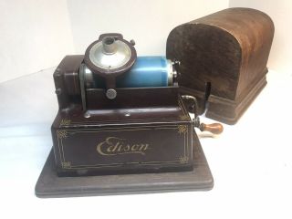 Antique Thomas Edison Gem Model E Cylinder Player Phonograph Maroon.