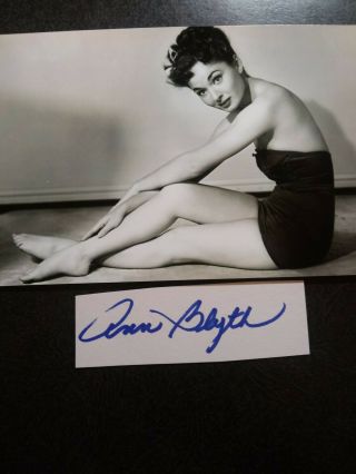 Ann Blyth Authentic Hand Signed Autograph Cut With 4x6 Photo Sexy 1940s Actress