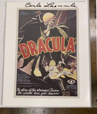 Carla Laemmle Dracula Movie Poster Card Hand Signed Autographed 8x10 S3