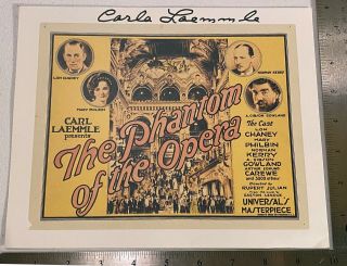 Carla Laemmle Phantom Of The Opera Movie Card Signed Autographed 8x10 S3