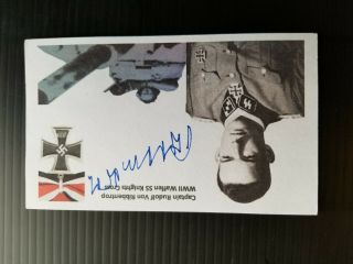 Rudolf Von Ribbentrop Germany Tank Ace I.  C.  Ww2 Autographed 3x5 Index Card B