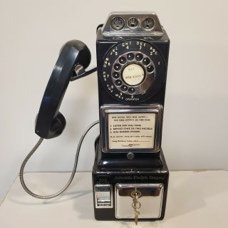 Vintage Automatic Electric Company 3 Slot Coin Rotary Payphone Telephone Black