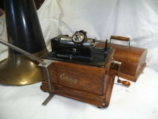 Edison Fireside Phonograph Model A Combination 2/4 Minute - W/h Reproducer,  Horn