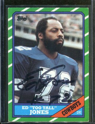 Ed Too Tall Jones Dallas Cowboys 1986 Topps Signed Card Authentic Autograph Auto