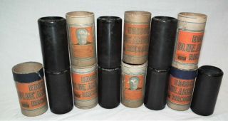 7 Rare Vintage Edison Cylinder Phonograph Gramophone Records 2m & Cannisters