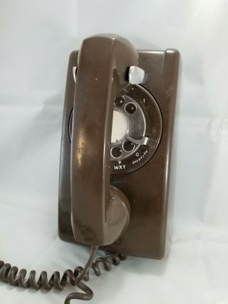 Vintage Itt - Bell Sys.  - Western Elec.  Rotary Wall Hang Telephone / - Brown