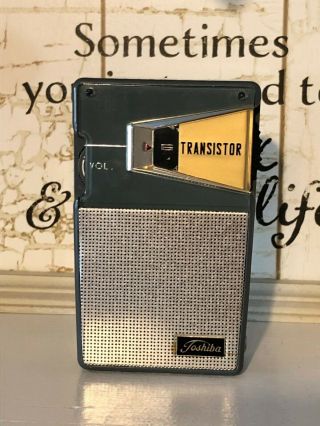Scarce Very Rare Vintage Radio Toshiba 6tp - 309a Crisp W/case Great
