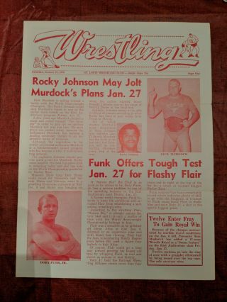 Nwa St Louis Wrestling Program 1978 Flair Johnson D.  Funk Race Globetrotters
