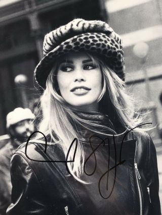 Claudia Schiffer Signed Autograph 8x10 Black & White Photo