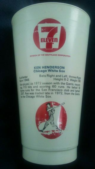 1973 Ken Henderson MLB Chicago White Sox Vintage Baseball 7 - 11 Cup slurpee ICEE 2
