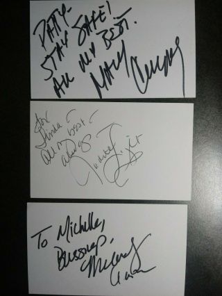 Mary Crosby,  Melody Anderson & Judith Light 3 Hand Signed 3x5 Index Card S