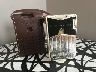Vintage Ivory Continental Tr - 682 Six Transistor Radio With Leather Case