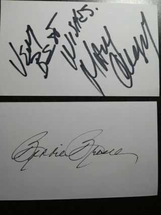 Mary Crosby & Bobbie Bresee 2 Authentic Hand Signed 3x5 Index Card 