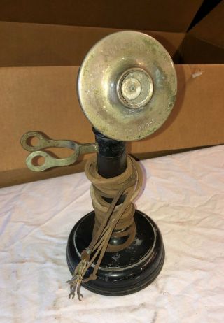 Antique 1907 Kellogg Candlestick Phone Missing Ear Piece