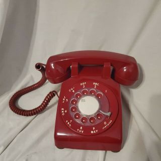 Vintage Red Phone Land Line Telephone Rotary Dial