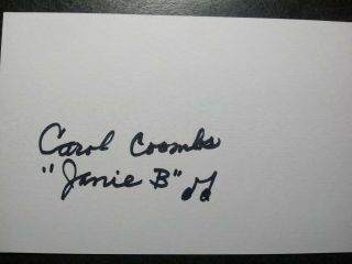 Carol Coombs As Janie Hand Signed Autograph 3x5 Index Card Its A Wonderful Life