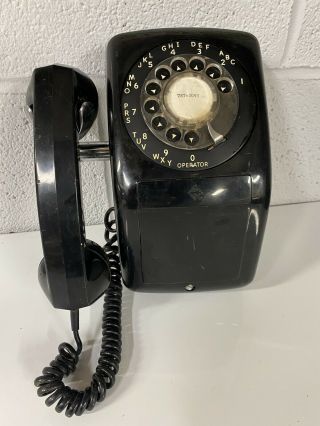 Vintage Black Wall Rotary Phone American Electric Cxx Mid - Century Telephone