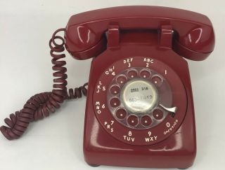 Vintage 1978 Bell Western Red Rotary Dial Desk Phone Telephone Electric Hot Line