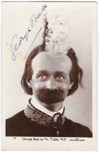 Music Hall Comedian George Bass As Mr Tickle.  Signed Postcard