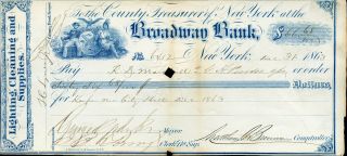 George Opdyke Civil War Mayor Of Nyc Ds 1863 Check (x56b)