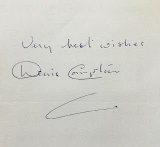 Denis Compton.  Handsigned Signature On Notepaper.