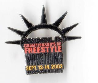 Wrestling Pin.  World Championships Of Freestyle Wrestling.  Sept 12 - 14,  2003 N.  Y.