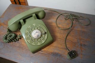 Vintage Mcm Western Electric Bell System Green Rotary Dial Telephone Vtg Retro