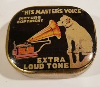 Vintage Hmv His Masters Voice Extra Loud Tone Gramophone Needle & Black Tin