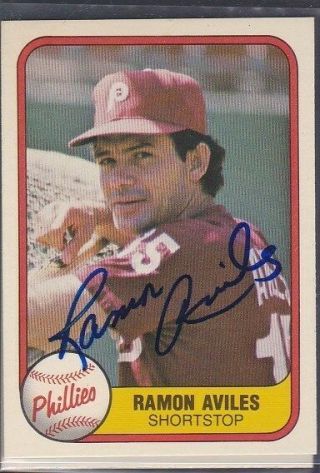 1981 Fleer Baseball Autograph Ramon Aviles Phillies 52550