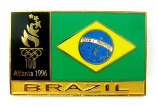 1996 Atlanta Olympic Games Brazil Flag Enamel Pin Badge