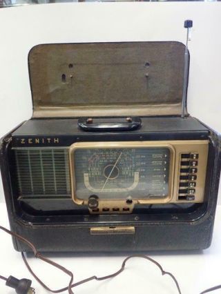 Vintage Zenith Radio Model H500 Trans - Oceanic Portable Tube Radio Not