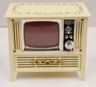 Mini Color Tv 6 Transistor Am Battery Radio Jewelry Box 1960 