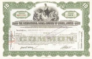 International Nickel Company Of Canada,  Limited - Stock Certificate