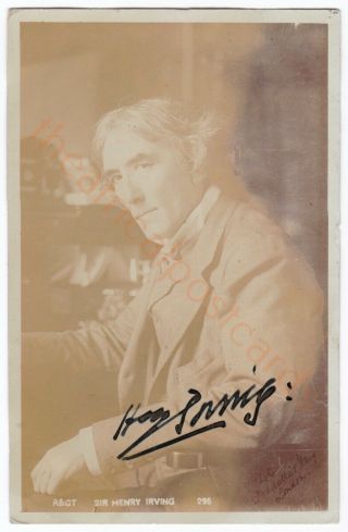 Stage Actor Henry Irving.  Signed Postcard